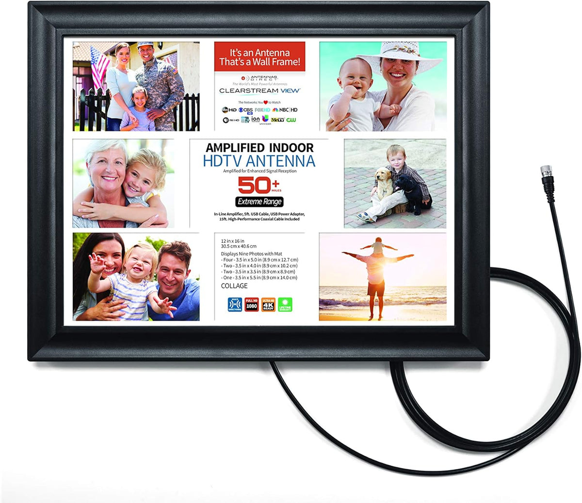 4K Ready Amplified TV Antenna with 12 ft. Coaxial Cable C653