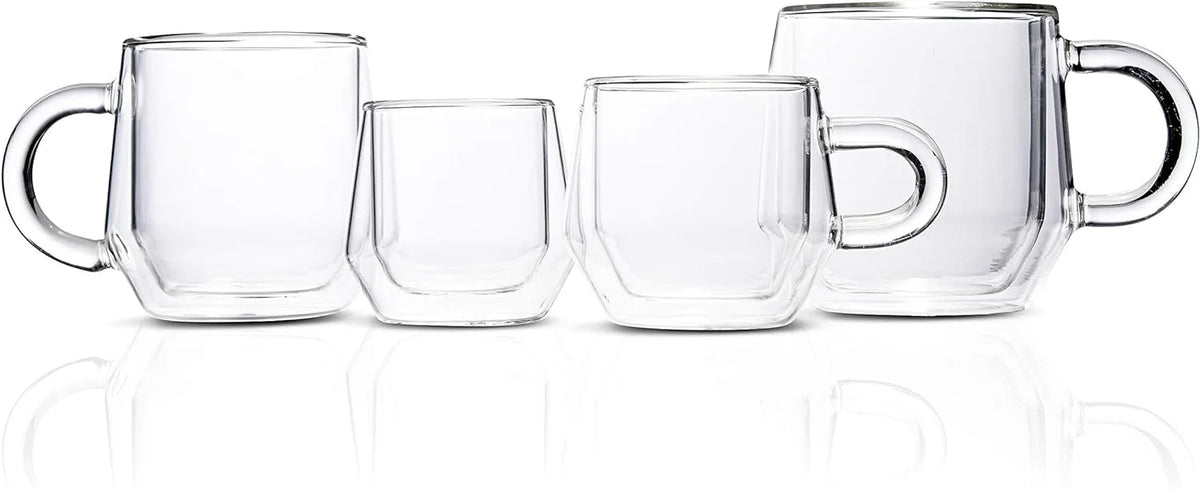 Clear 4Oz Double Walled Glass Espresso Cups with Handles O851