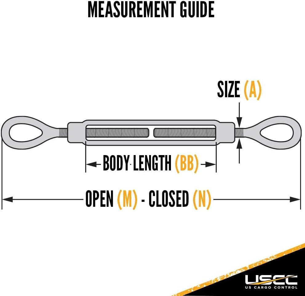 3/8 Inch x 6 Inches Galvanized Eye and Eye Turnbuckles Pack of 2 R402300
