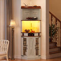 72" Tall White Corner Bar Cabinet with Glass Door Y741577