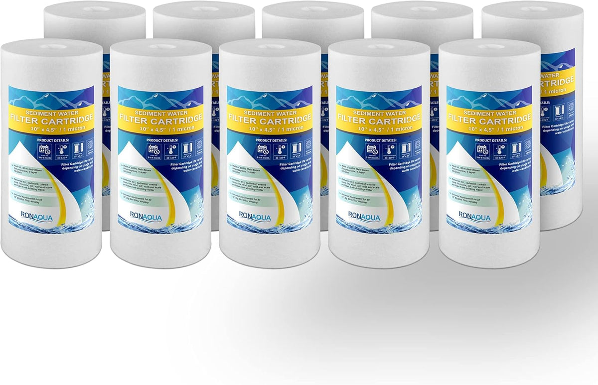 Sediment Replacement Water Filters 1 Micron 4.5x 20 Cartridges 10 Pack S6457