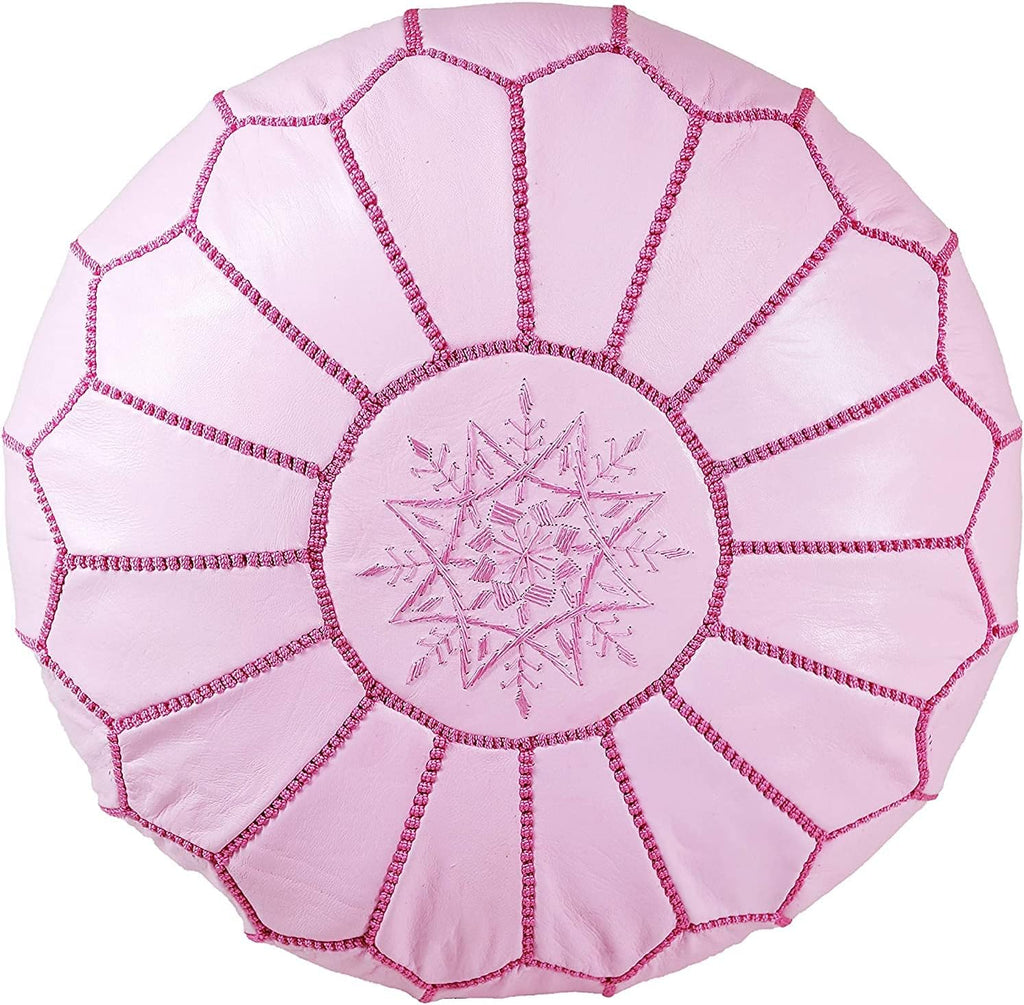 Round Moroccan Pouf Cover Genuine Leather Hand Stitched X693