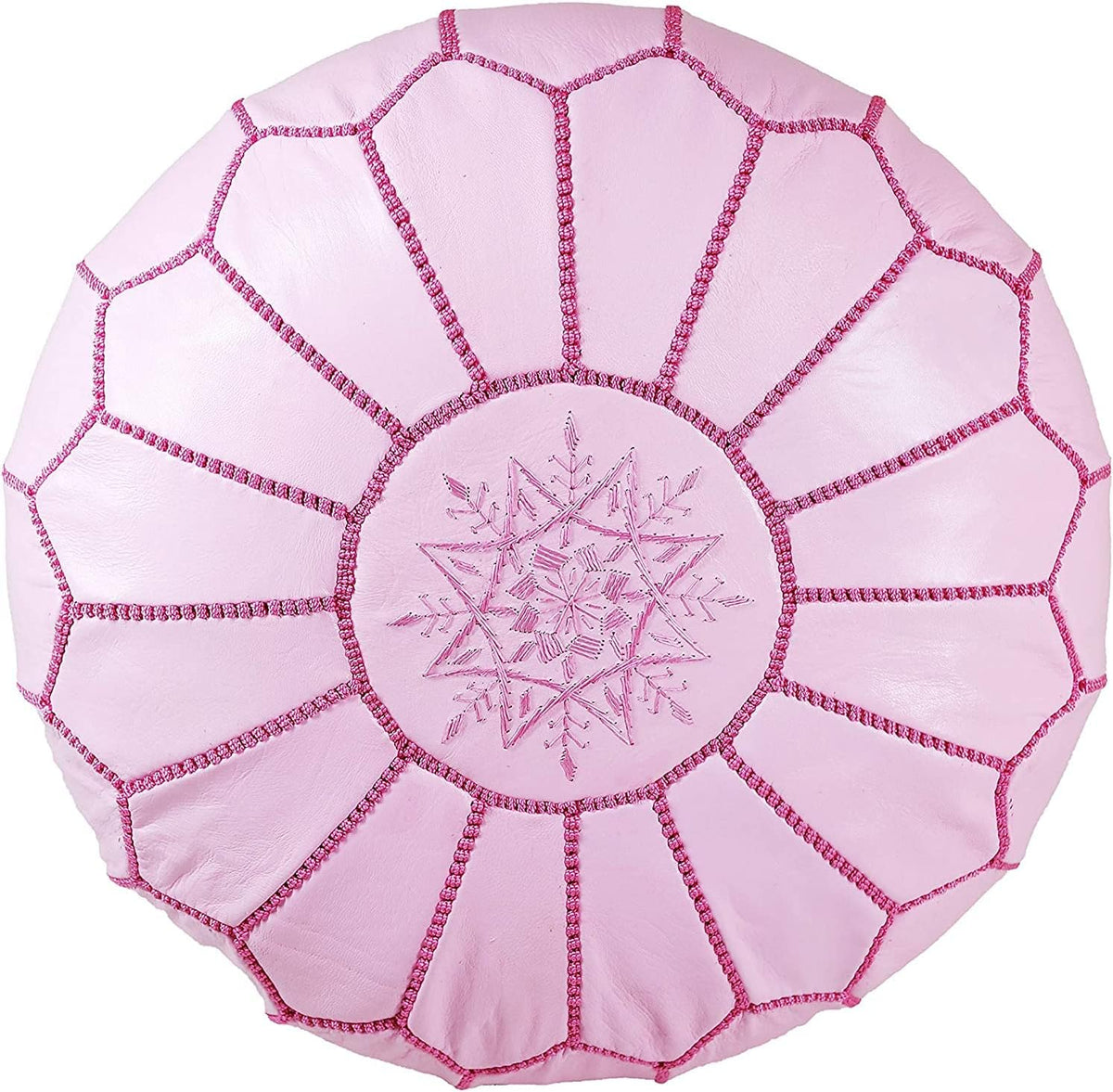 Round Moroccan Pouf Cover Genuine Leather Hand Stitched X693