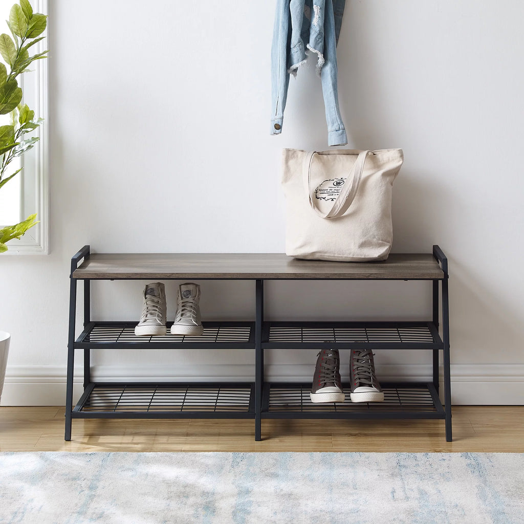 3-Tier Metal MDF Wood Shoe Rack Y54000