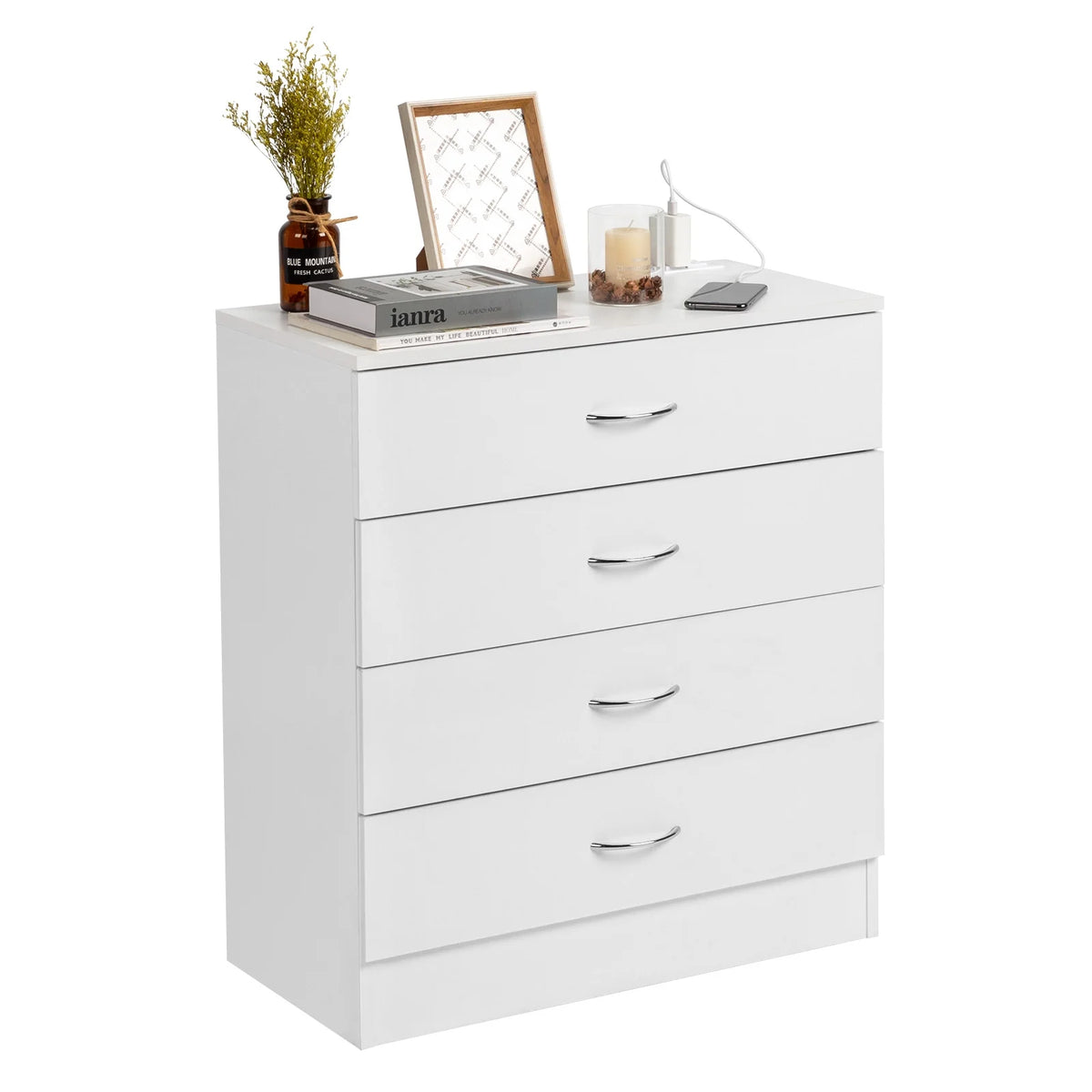 Black 4 Drawer Dresser with Power Outlets C58824
