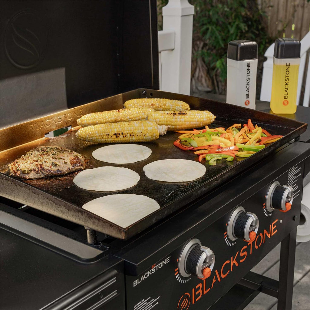 28 Inch Black Griddle with Hood 3-Burner Outdoor Flat Top Grill O86253