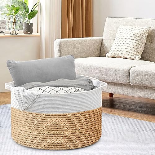 Large Woven Cotton Rope Blanket Basket L8194
