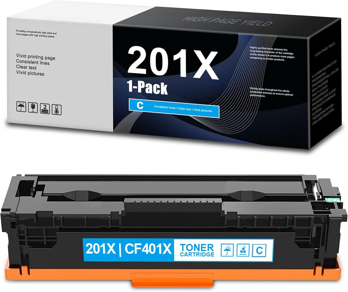 1 Pack Cyan 201X CF401X Toner Cartridge for HP Color Pro M252dw M252n MFP M277n M277dw M277c6 M274n Printer Z596073