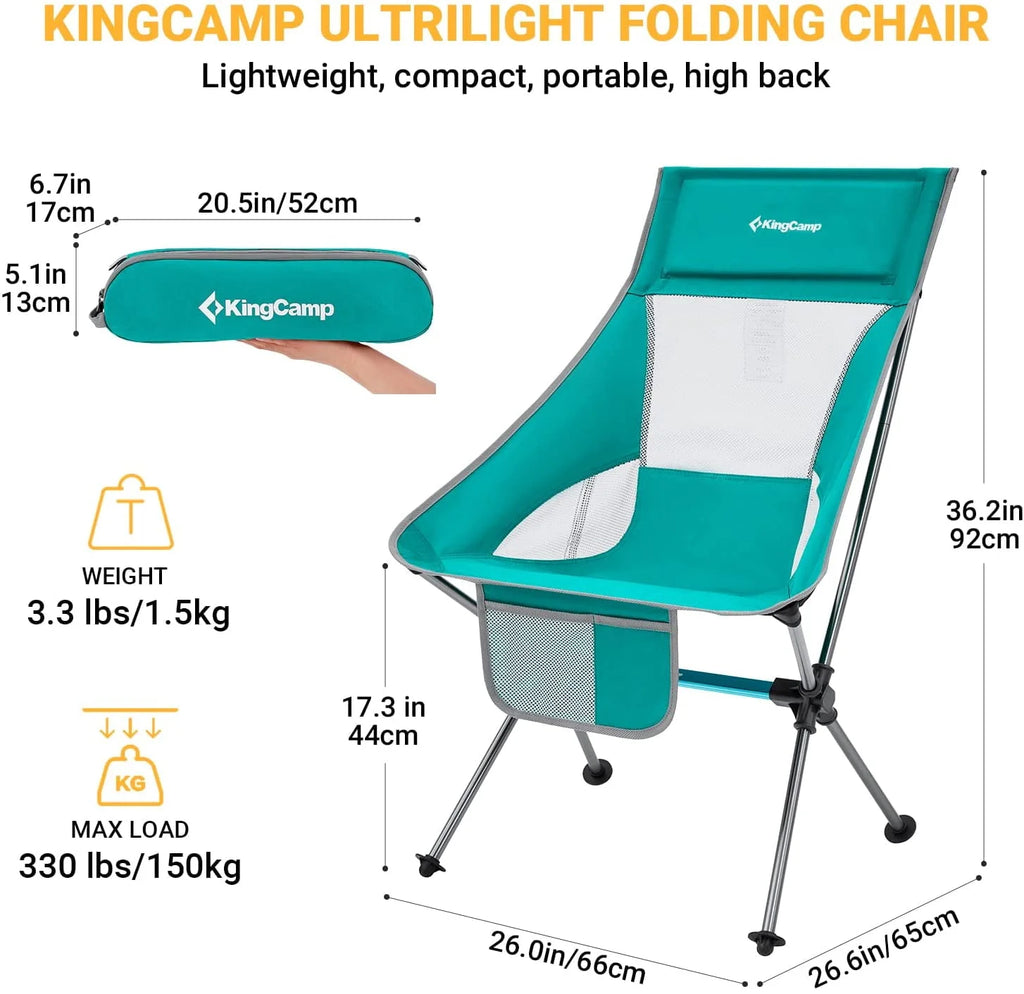 2 Pack High Back Lightweight Extra Wide Folding Camping Chairs with Carry Bag Black F2456