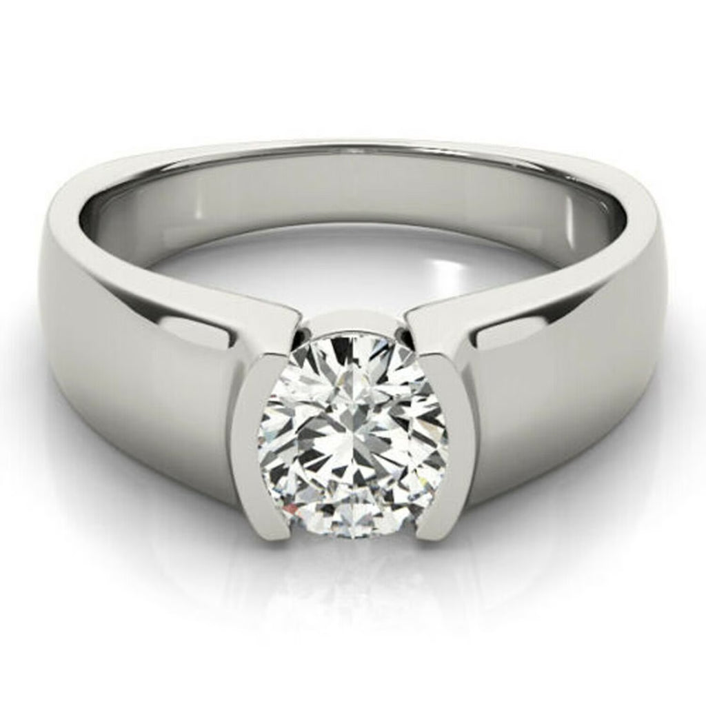 18K White Gold Plated Solitaire Engagement Ring 925 Sterling Silver G344