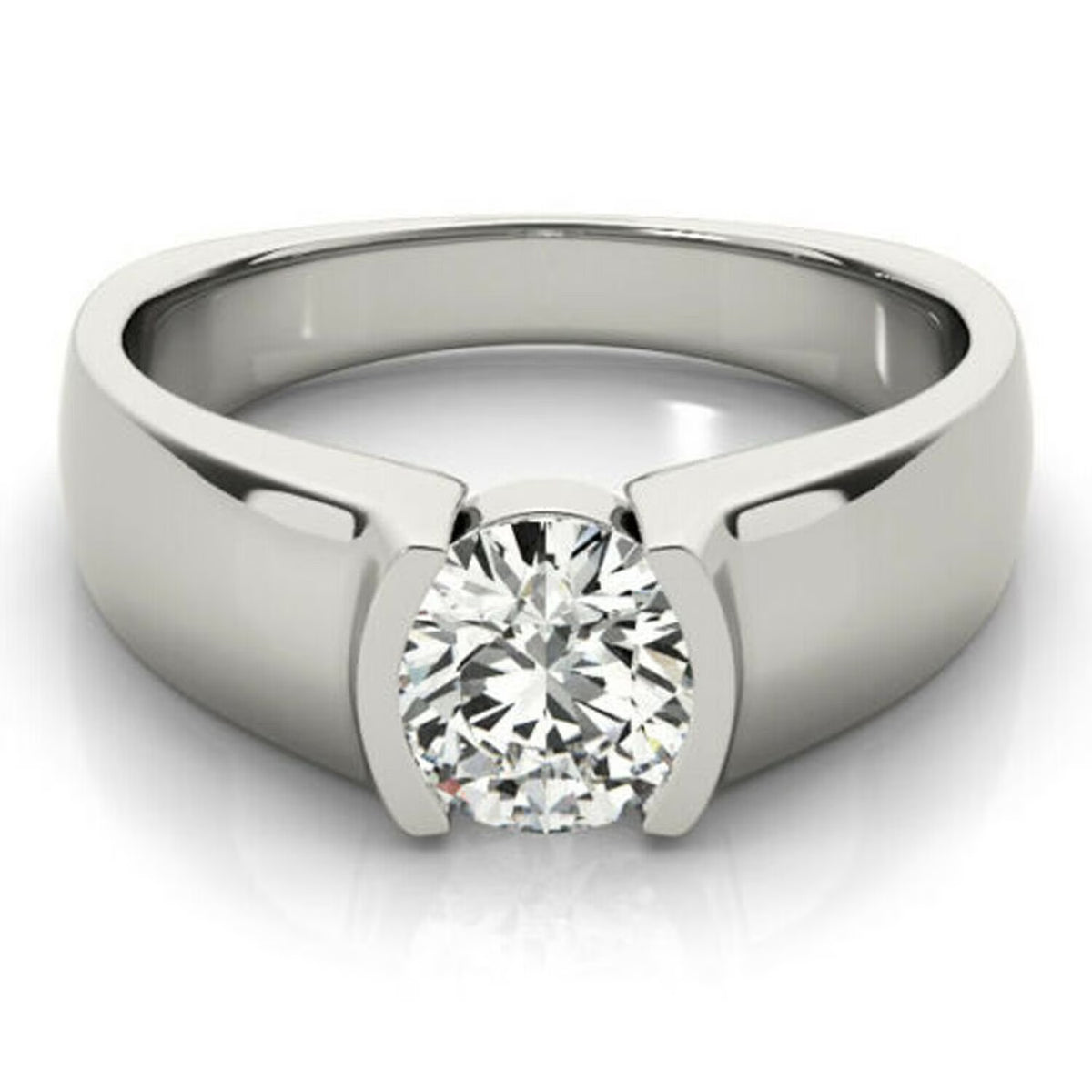 18K White Gold Plated Solitaire Engagement Ring 925 Sterling Silver G344