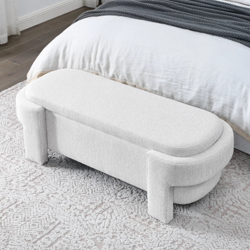 51" Chenille Upholstered Storage Ottoman Bench A171356