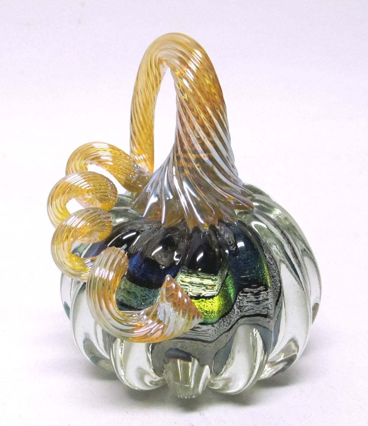 Small Clear Dichroic Glass Pumpkin H9387