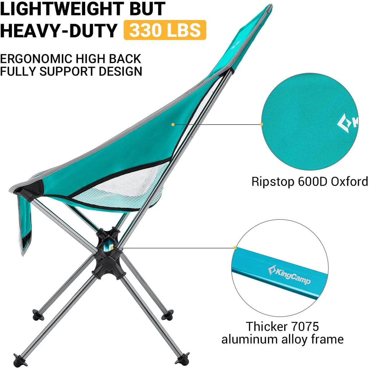 2 Pack High Back Lightweight Extra Wide Folding Camping Chairs with Carry Bag Black F2456