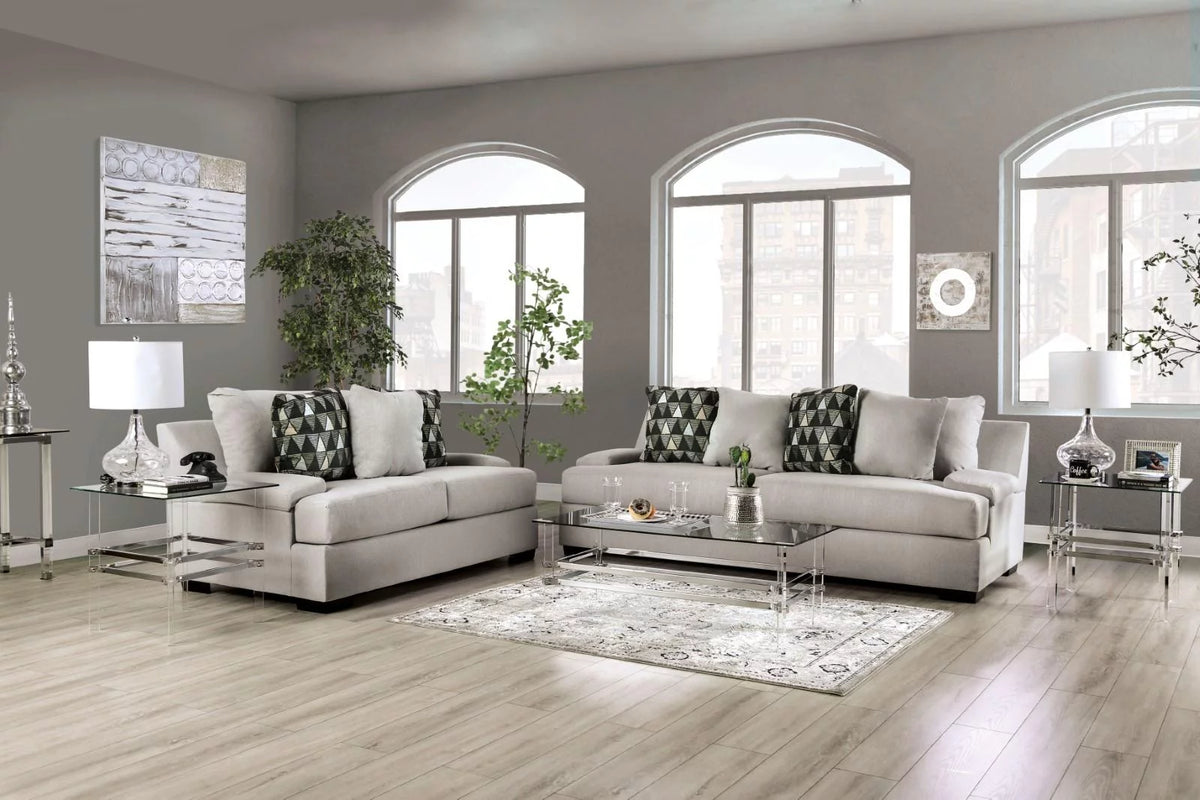 Light Gray Chenille Sofa and Loveseat N16020