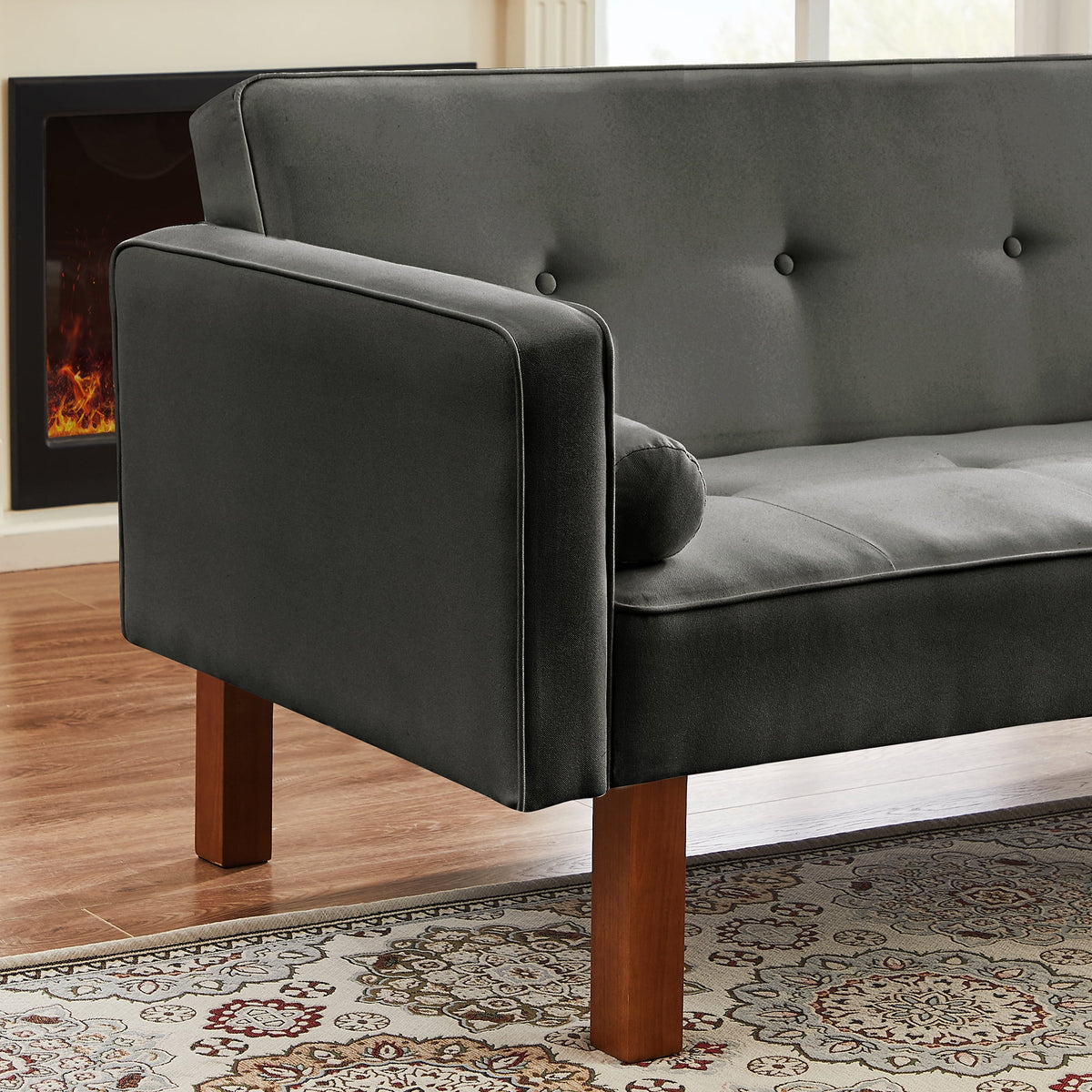 Grey Linen Futon Sofa Bed S9673