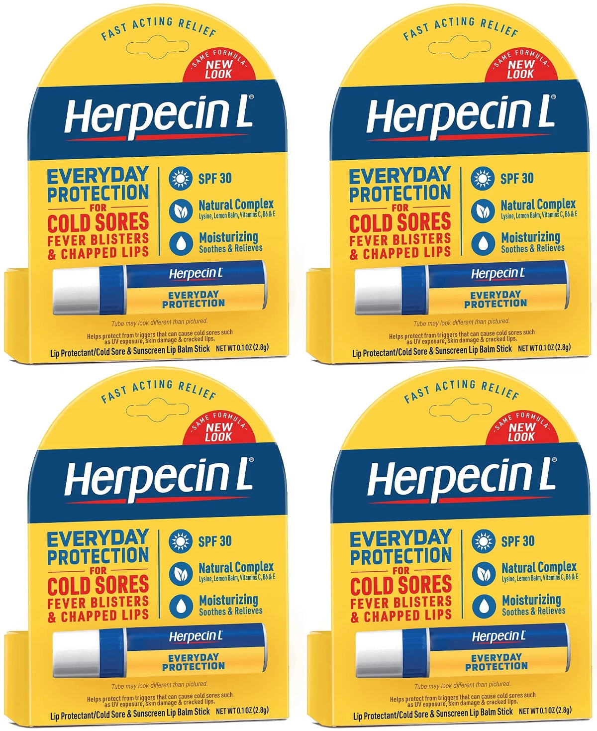 4 Pk Lip Balm Stick SPF 30 .10oz I842