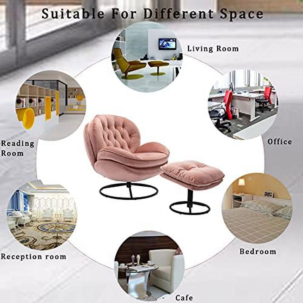 Velvet Swivel Accent Chair with Ottoman Set M458