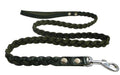 Fully Braided Leather Dog Leash 4 ft Long 3/4" Wide Black L121