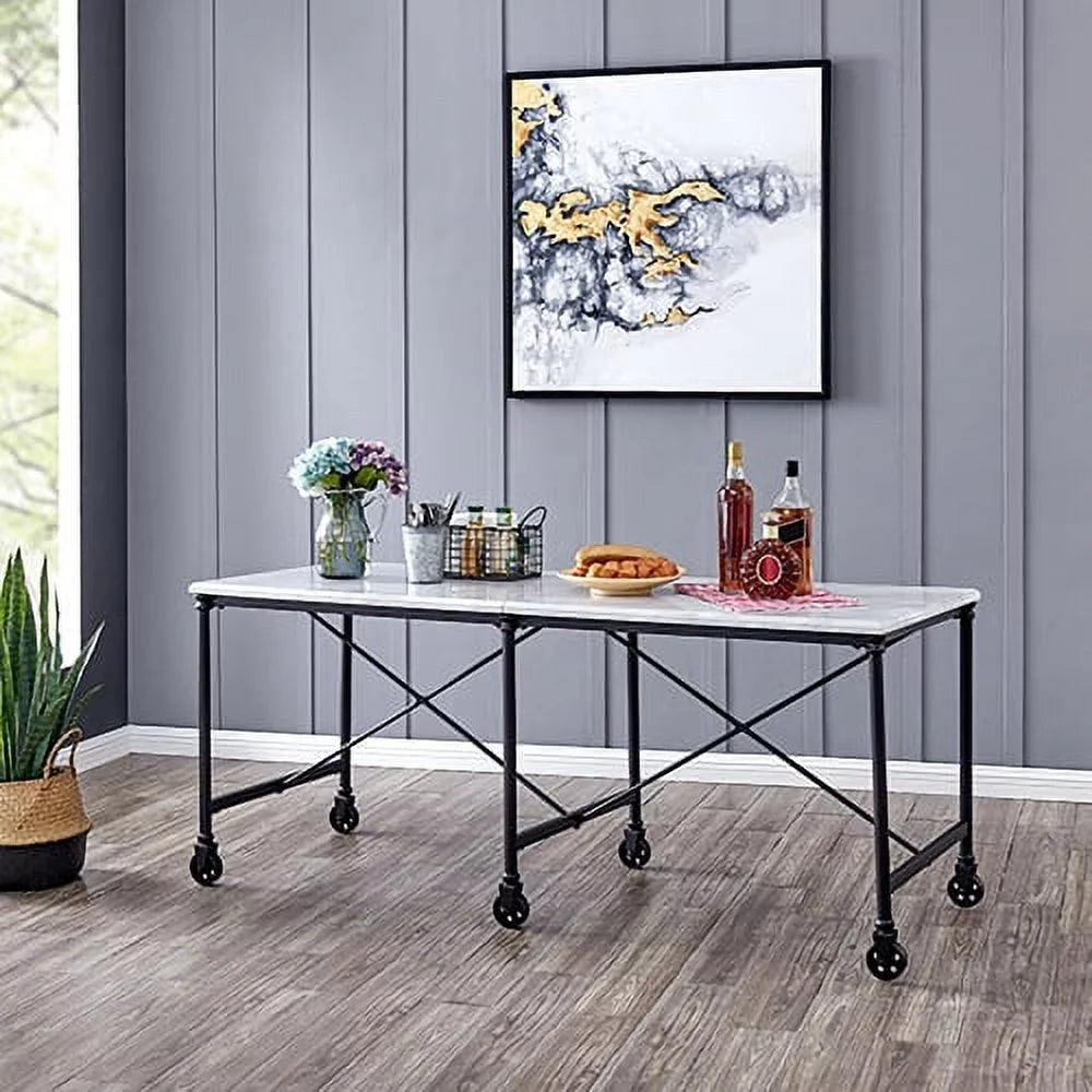Faux Stone Rolling Kitchen Island L9090