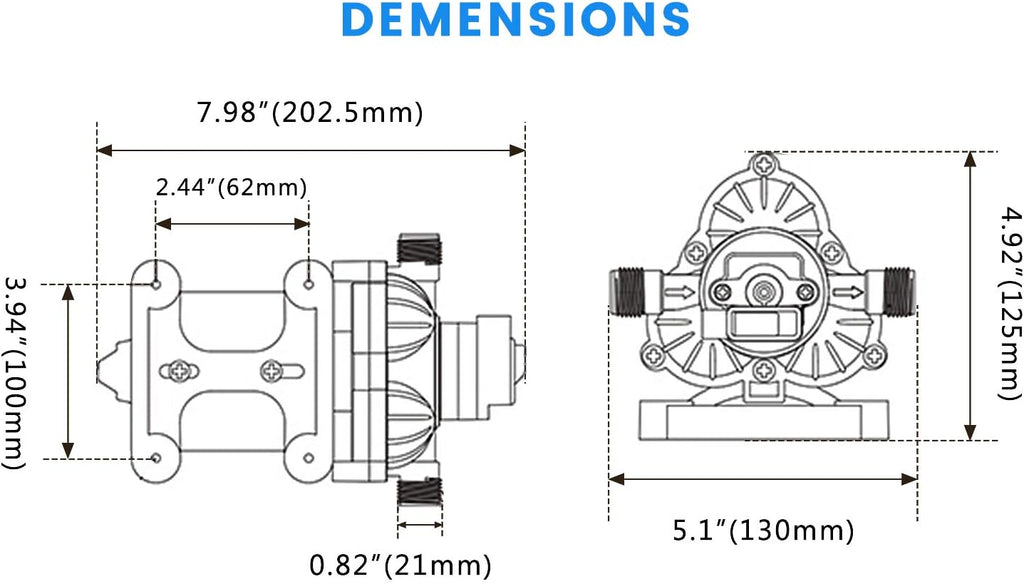 12V Self Priming Diaphragm Pump with Pressure Switch 3.0GPM 45PSI Pack of 2 A254
