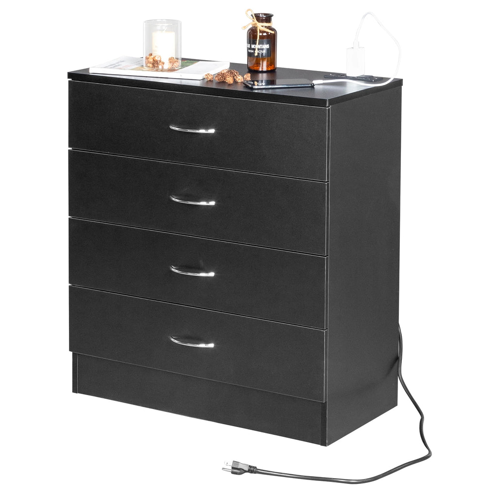 Black 4 Drawer Dresser with Power Outlets C58824