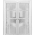 Solid French Double Doors 48 x 80 inches Frosted Glass 12 Lites V613436