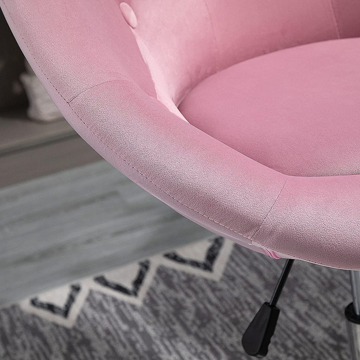 Pink Tufted Swivel Accent Chair Height Adjustable D209806