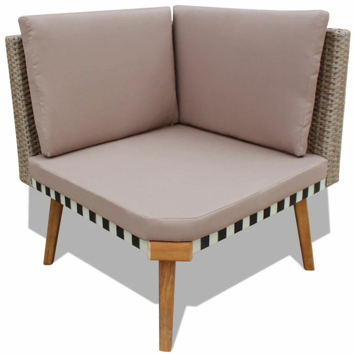 4 Piece Gray Poly Rattan Outdoor Sectional Sofa with Coffee Table and Cushions A523448