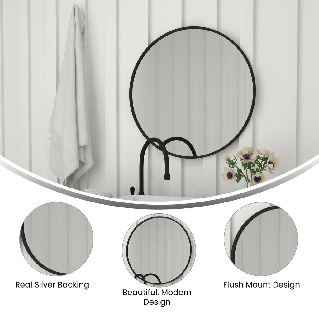 Black Modern Wall Mounted Mirror W609