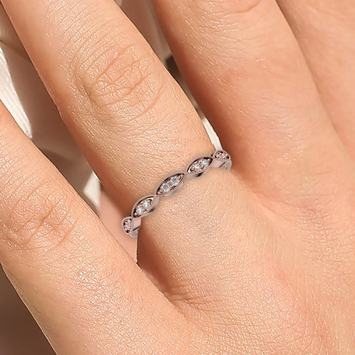 18K Rose Gold Over Silver Diamond Ring V840