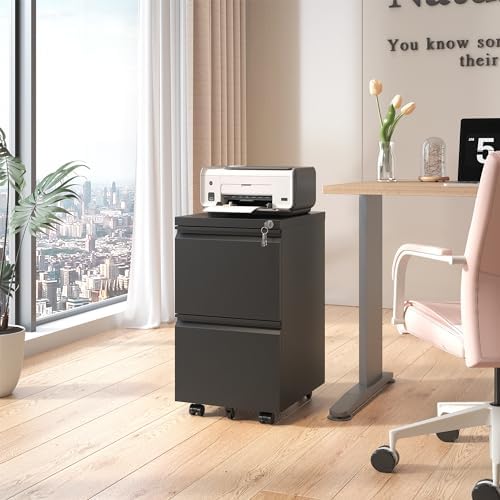 White 3-Drawer Mobile File Cabinet with Lock N819