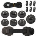 7pcs PVC Patch Round Shape D Ring 11.5ft Elastic Shock Rope with 6 Hooks Accessories for Inflatable Boat Black H97241