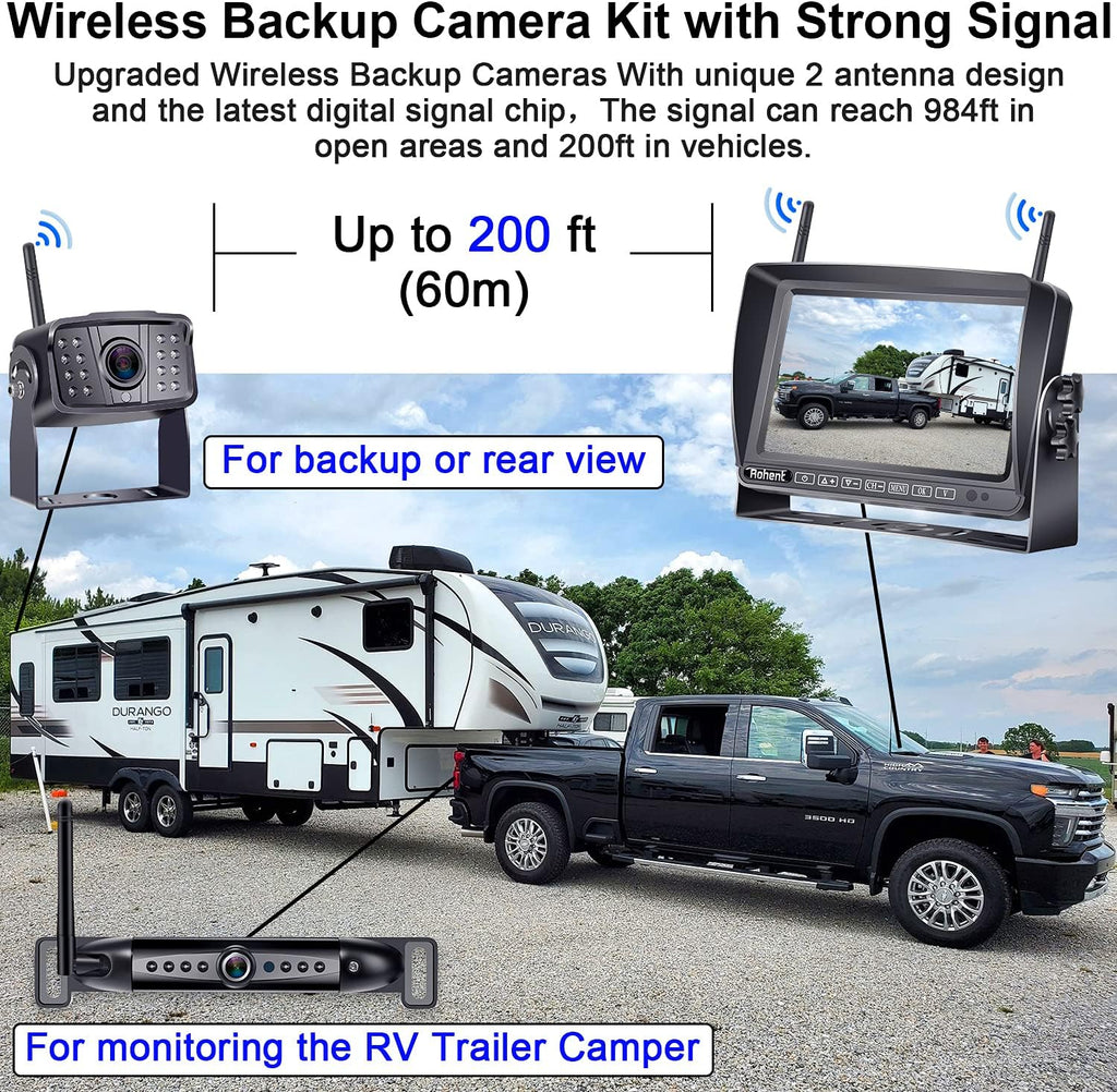 Wireless Backup Camera System with 7 Inch Monitor and 2 Cameras Z3491