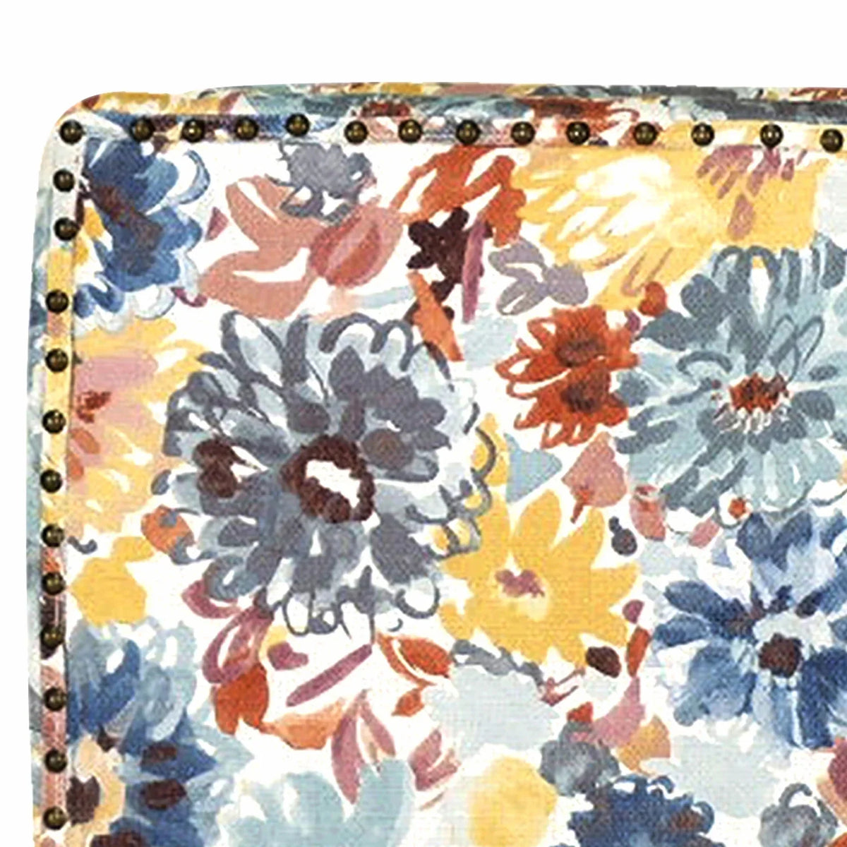 Blue Yellow Brown Floral Polyester Blend Arm Chair G606703