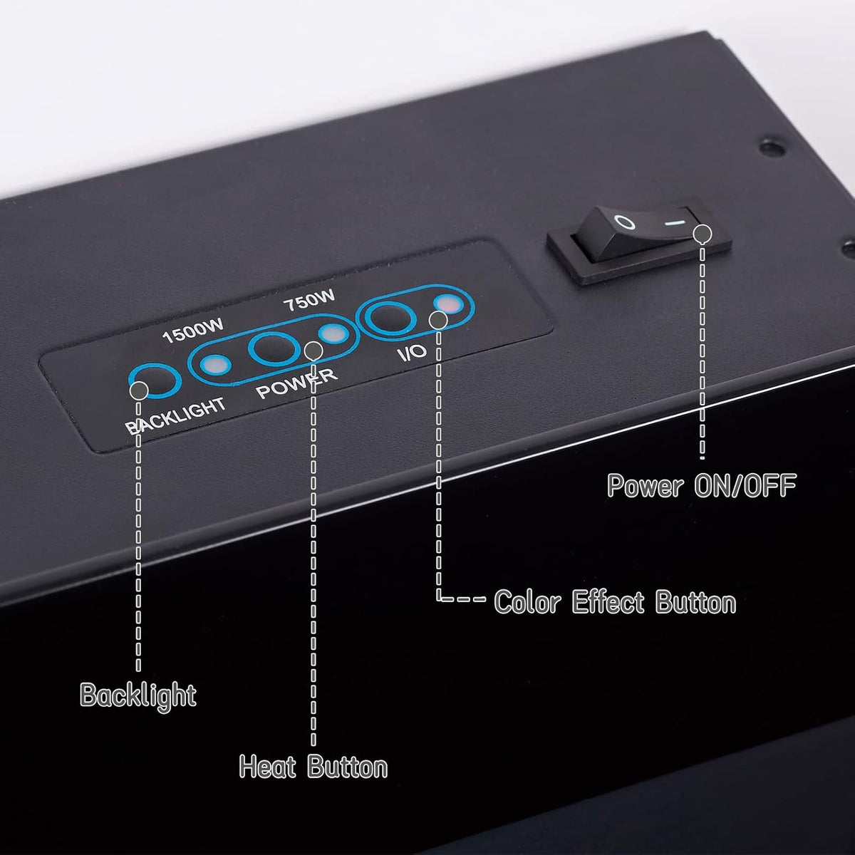 Black 36 Inch Wall-Mounted Electric Fireplace with Remote Control I1625