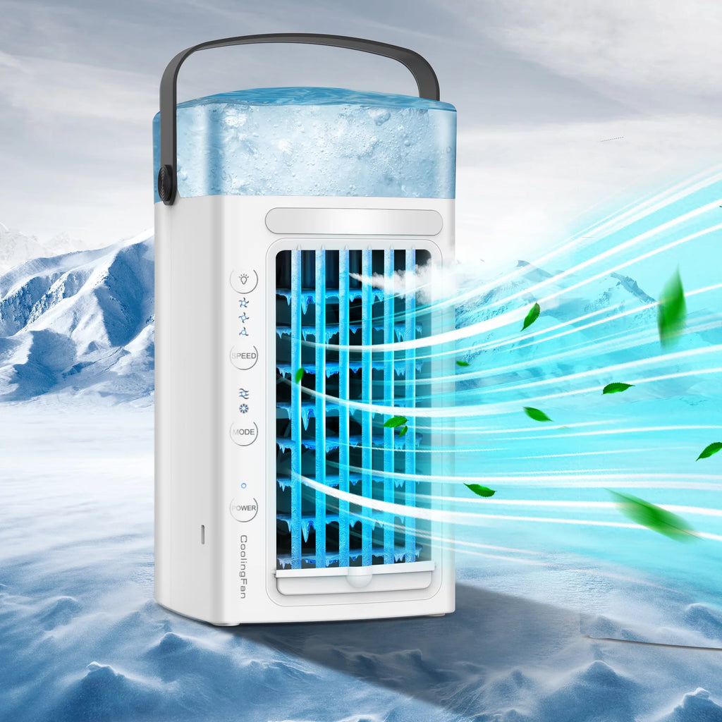 Portable Air Conditioner Desk Fan Humidifier 3 Speeds LED Light G9663
