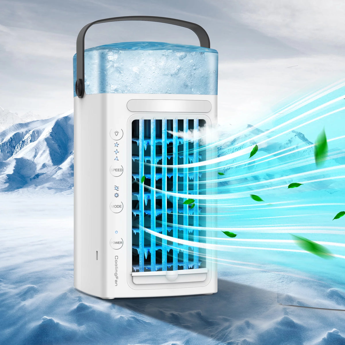 Portable Air Conditioner Desk Fan Humidifier 3 Speeds LED Light G9663