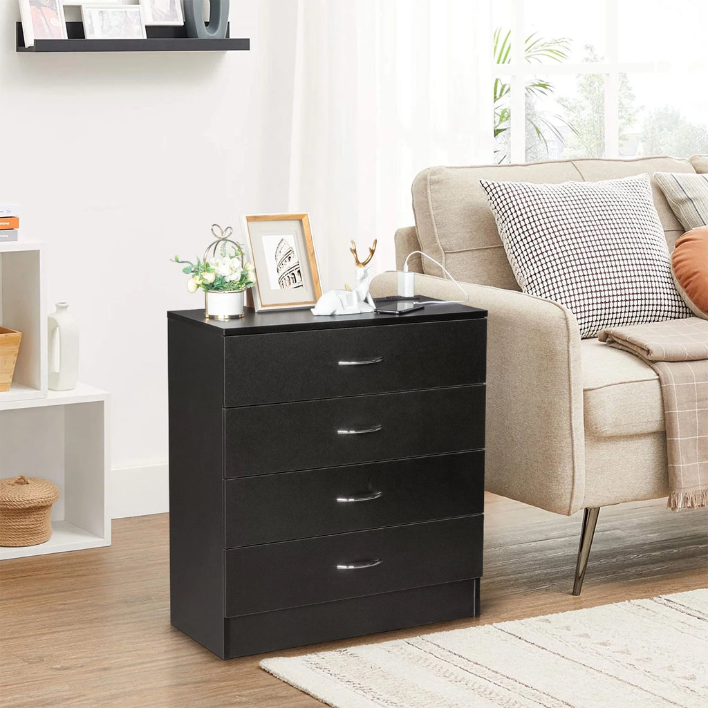 Black 4 Drawer Dresser with Power Outlets C58824