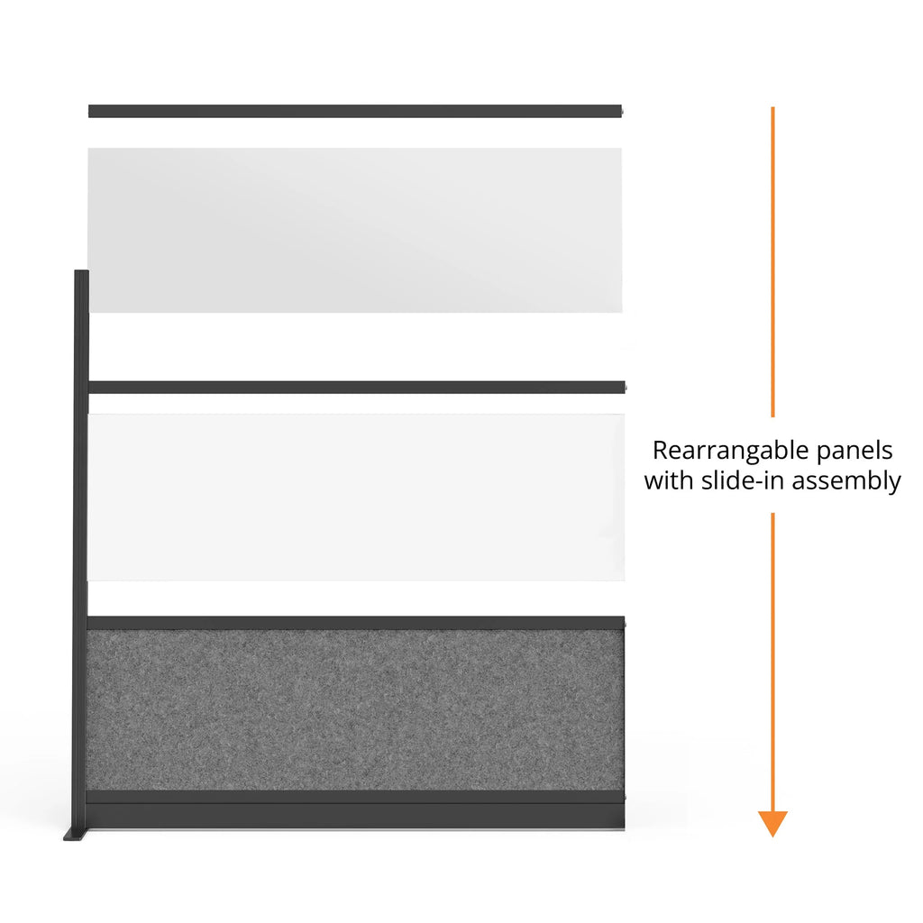 Modular Wall 53in x 70in Add-On with Whiteboard, Frosted Acrylic & Sound Absorbent Panels V31848