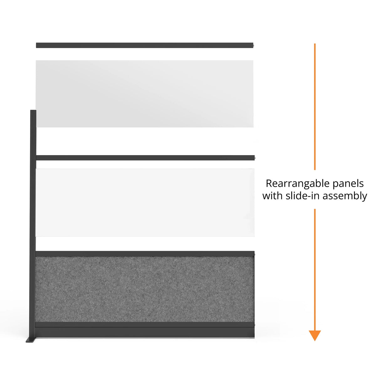 Modular Wall 53in x 70in Add-On with Whiteboard, Frosted Acrylic & Sound Absorbent Panels V31848