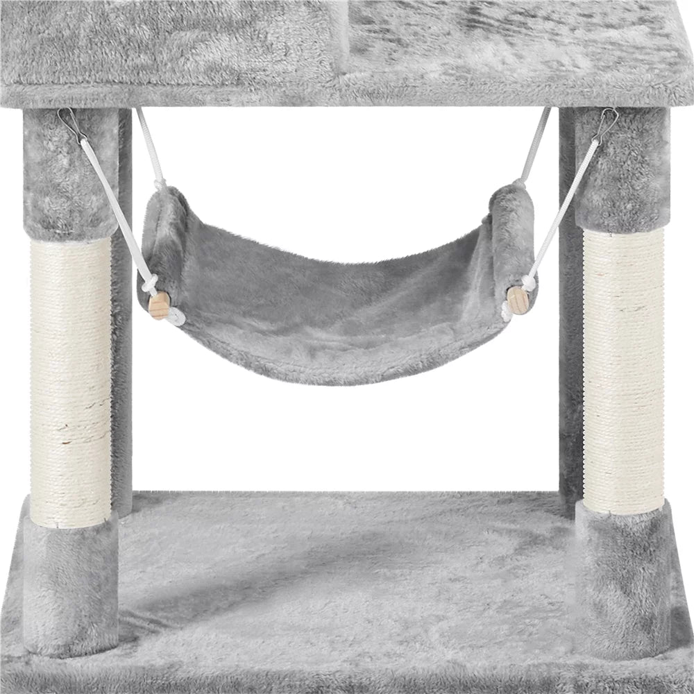 Light Gray Multilevel Cat Tree with 2 Condos O90947