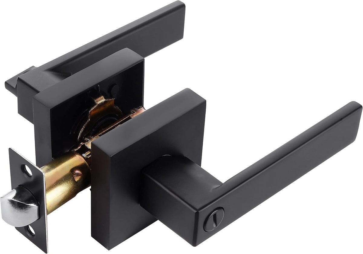 Matte Black 4 Pack Privacy Lever Lock Set for Interior Door C258