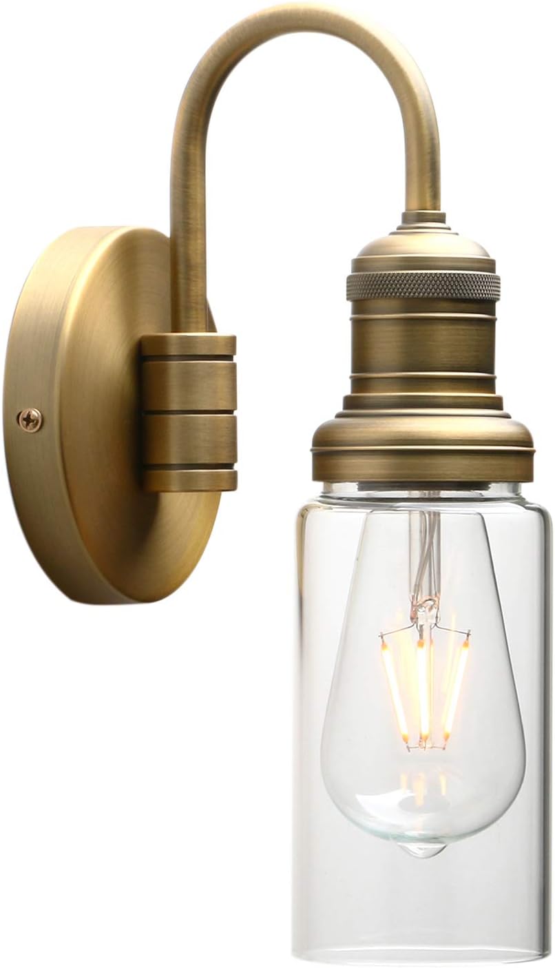 Vintage Gooseneck Wall Sconce with Clear Glass Shade K4778