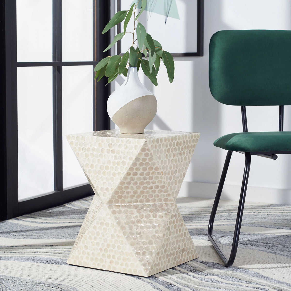 White Square Accent Table J9378
