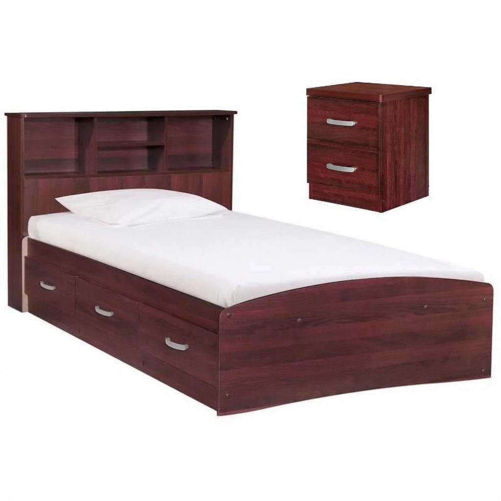 Twin Captains Bed & 2-Drawer Nightstand Set D56542