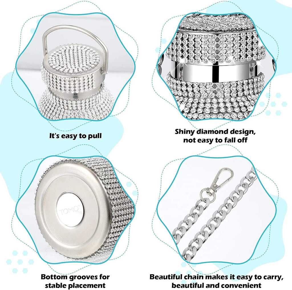 Silver Stainless Steel Insulated Water Bottle with Chain S3661