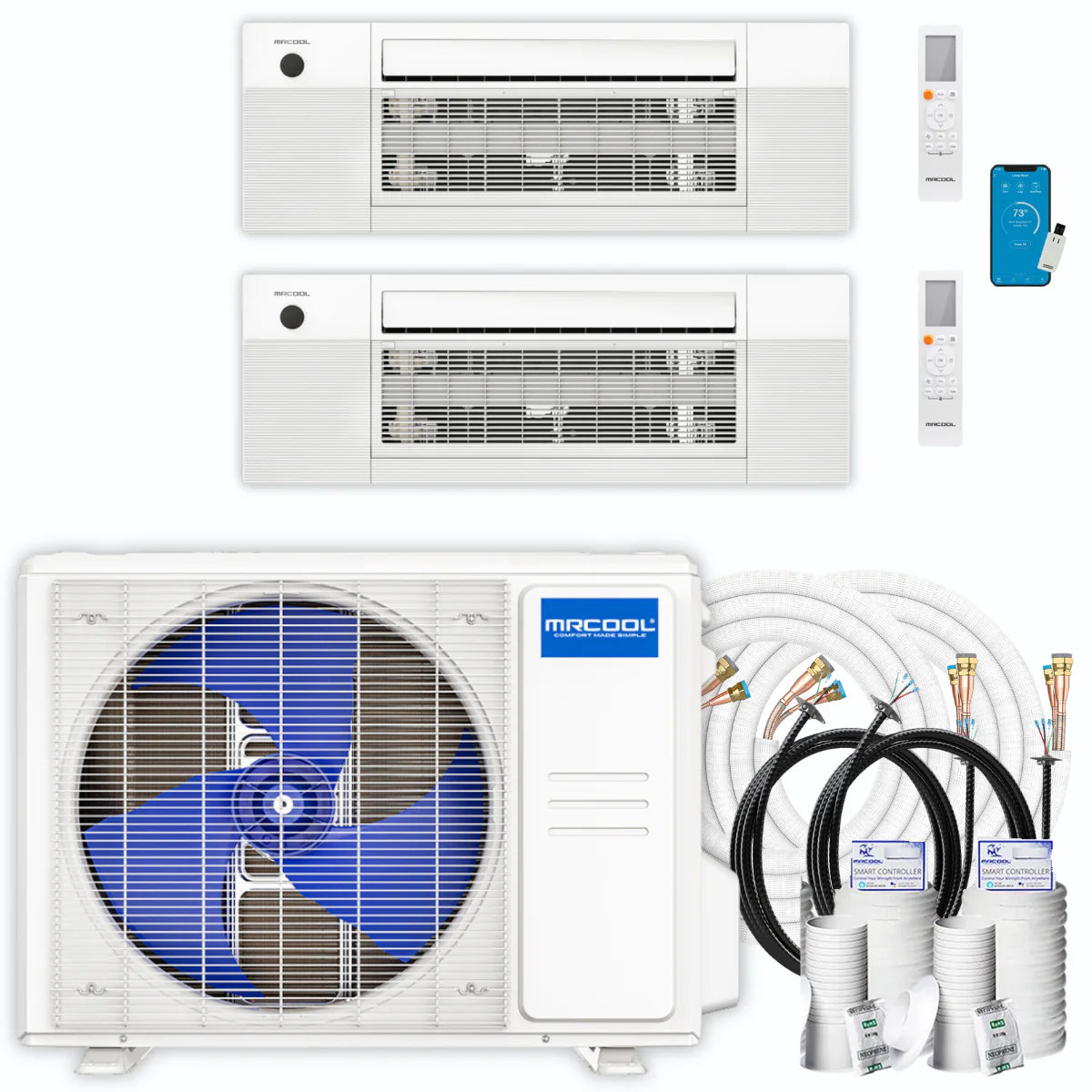 30,000 BTU 2 Zone Ceiling Cassette Ductless Air Conditioner and Heat Pump T381723
