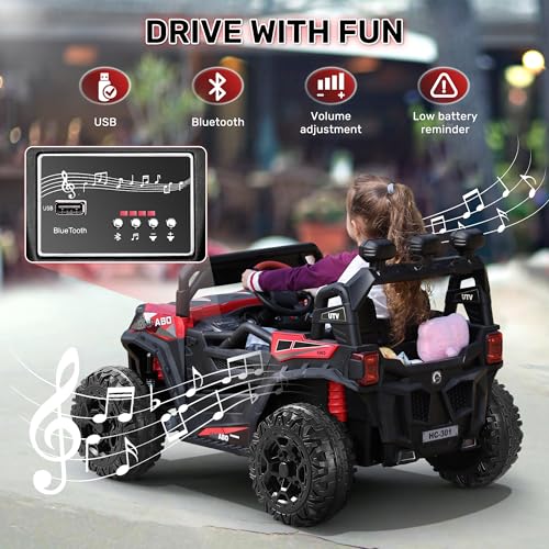 24V 4X4 Ride on Car Truck with Remote Control, 4WD/2WD Switchable Kids UTV, Blue C31702