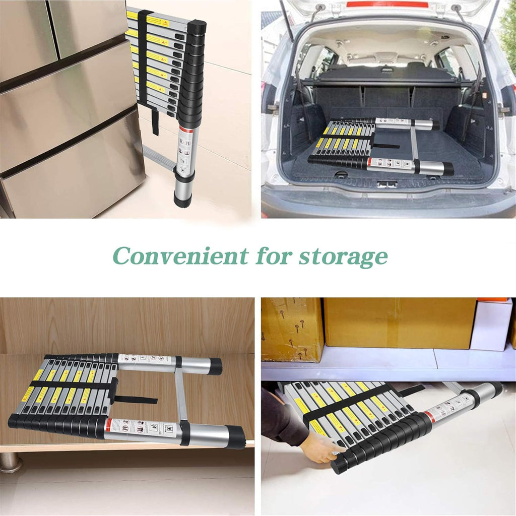 Aluminum Telescopic Extension Ladder, 330 lbs Capacity, 14.5FT G53675